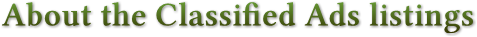 About the Classified Ads listings